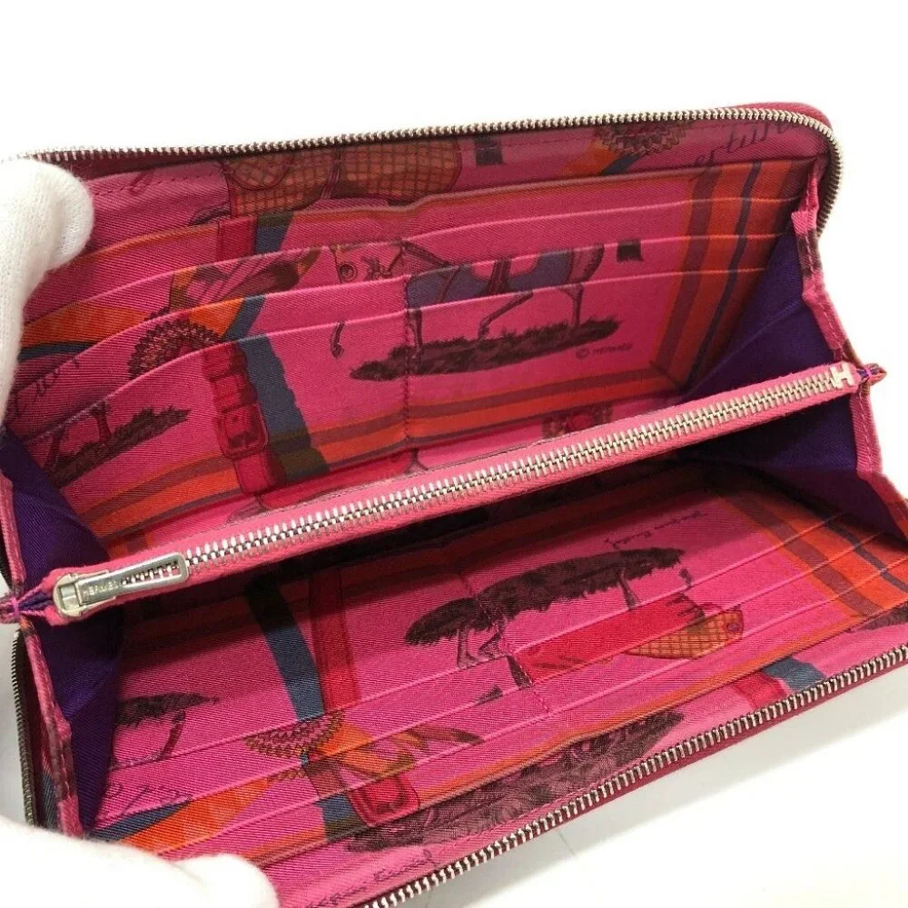 HERMES Azap Long Silk-In Long Wallet Wallet Long Wallet Epsom wine-red - Picture 8 of 14